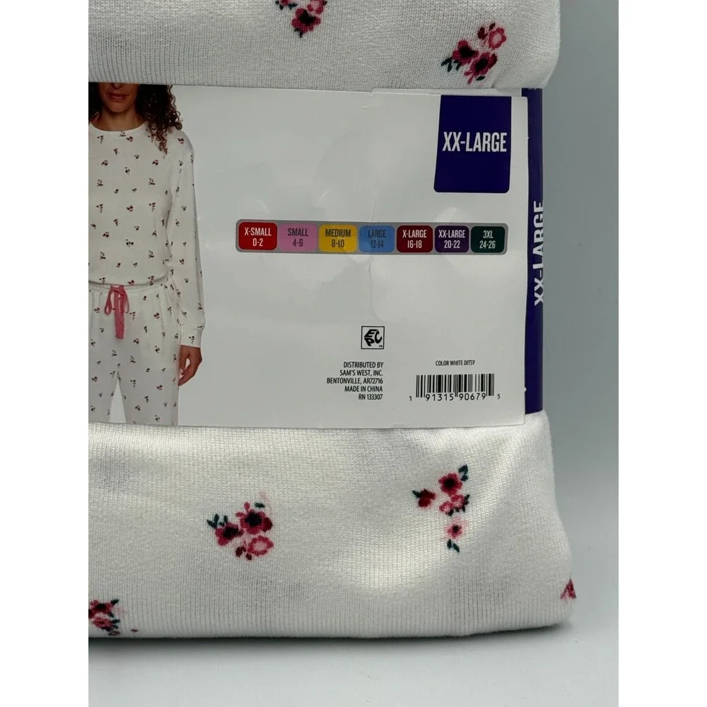 NWT Loft 2-Piece Pajama Set Women's 2XL White Floral Long Sleeve Comfort Cozy - Picture 4 of 4